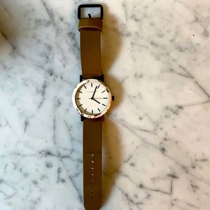 Almost brand new watch, white face, green strap